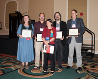 WM2014 Homer L. Dodge Citation for Distinguished Service to AAPT recipients, Jan Mader,  Taha Mzoughi, Gabe Spaulding, and Lee Trampleasure with Awards Committee Chair, Jill Marshall.
