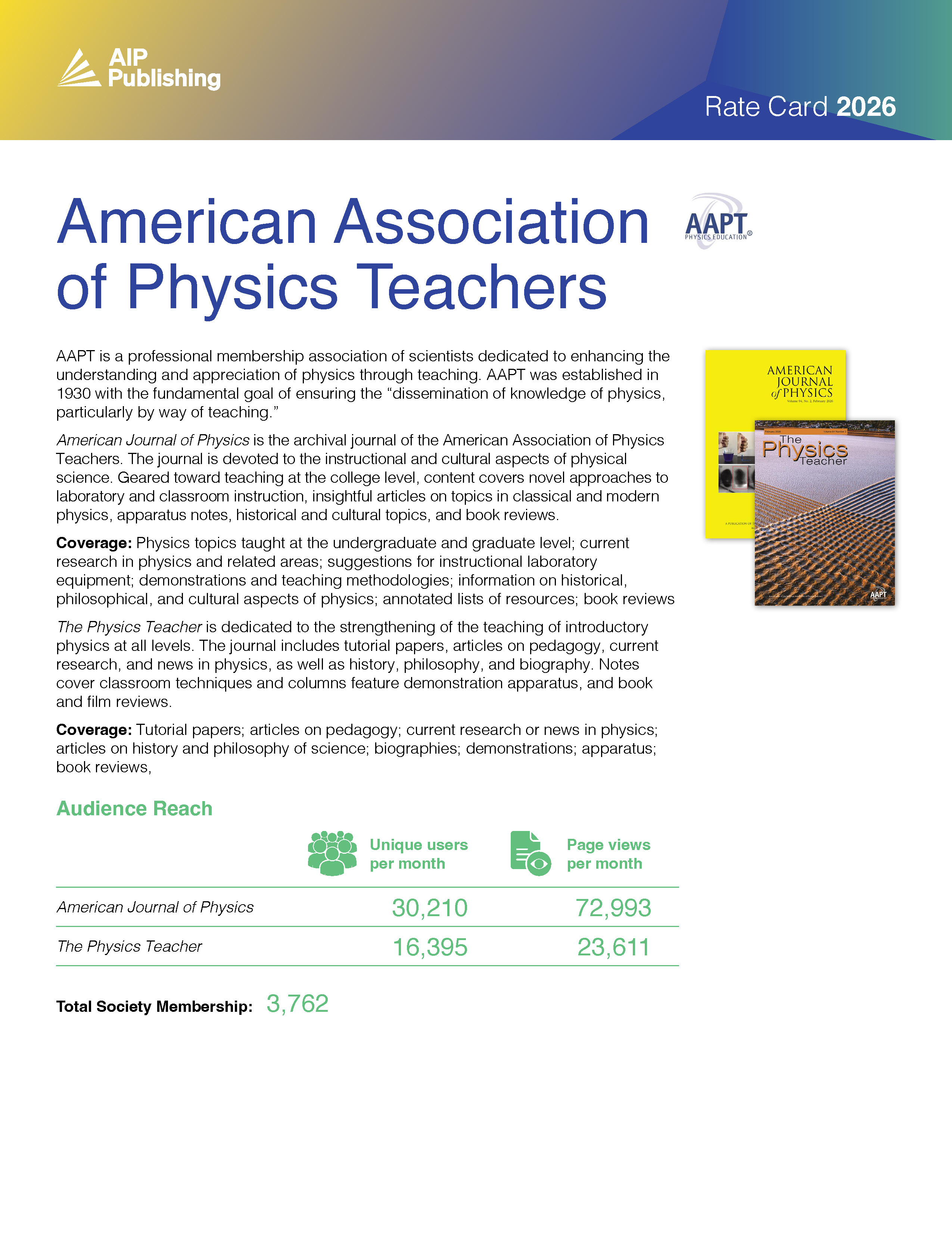 2026 AAPT rate card